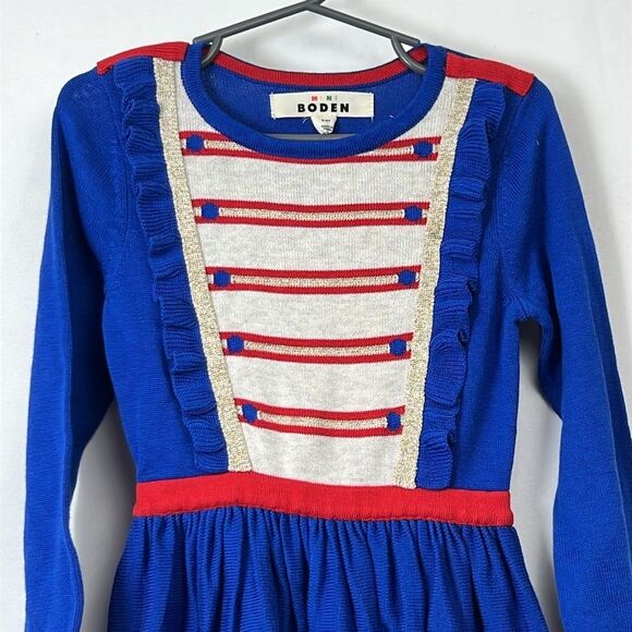 Mini Boden blue and Red Nutcracker Sweater Dress NWT size 3-4 years - Picture 5 of 14